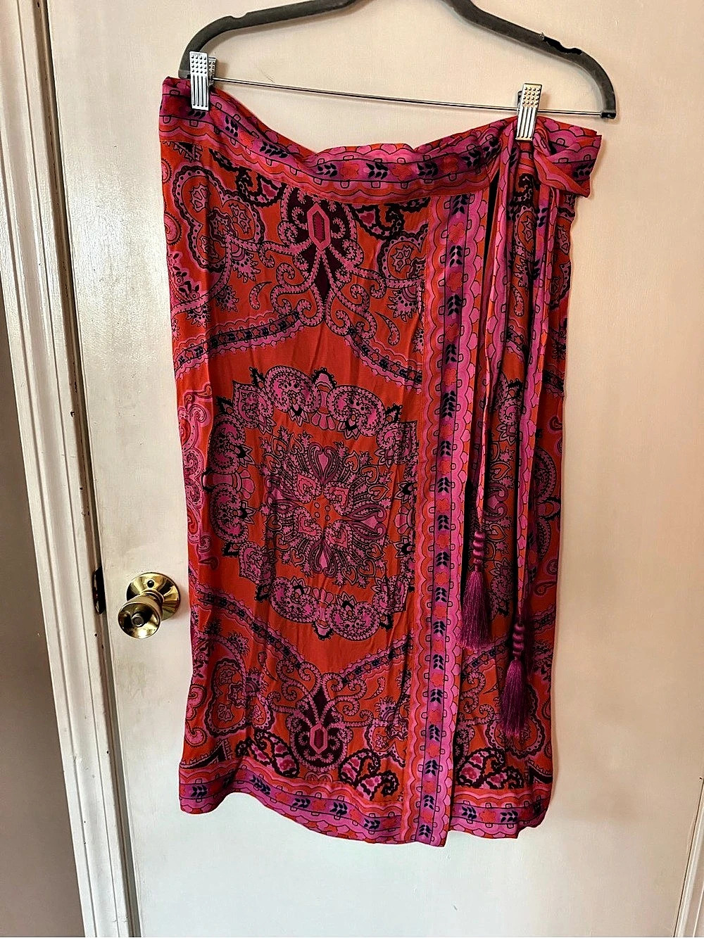 FARM RIO Paisley Maxi Skirt Pink & Red Size XL Like New